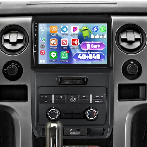 [Qualcomm 8 Core 4+64G] Car Radio for Ford F150 F 150 F-150 2009-2012 - Wireless Carplay and Android Auto - 9 Inch 1280 * 720 Touchscreen Android Car Stereo - DSP/GPS/WiFi/SWC + AHD Backup Camera