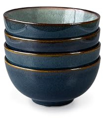 Upper Street Stavanger Blue Reactive Glaze Cereal Bowls Set of 4 | 15cm | Dishwasher Microwave Safe | Nordic Artisan Tableware | Scandi Home