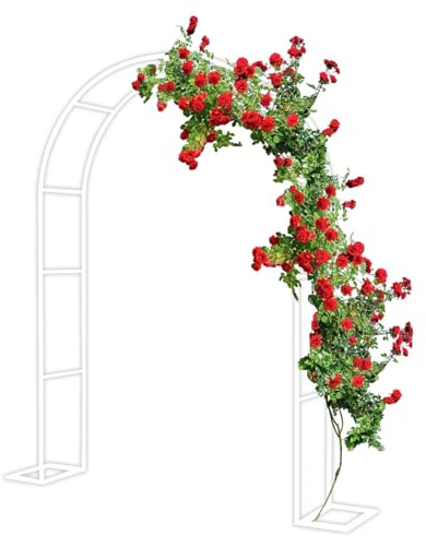Arco grande de metal para jardín, enrejado de pérgola de acero resistente para plantas trepadoras, arco decorativo de boda y soporte de flores con base estable, decoración de jardín al aire libre