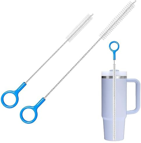 Long 10 & 12 Inch Food-Grade Metal Straw Cleaner Brush | Reusable Straw Cleaner with Hanging Loop, Compatible with Stanley Cup, Baby Bottle, Water Bottle, Sip Cup, Easy Storage