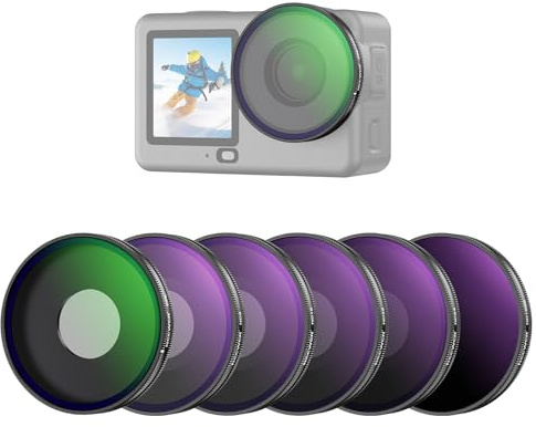NEEWER CPL + ND Filter Set Kompatibel mit DJI Osmo Action 6 nur, ND8/16/32/64/1000 Einstellbarer zirkularer Polfilter Graufilter, aufschraubbar mehrfach beschichtetes Action Cam Fotozubehör, FL-B101