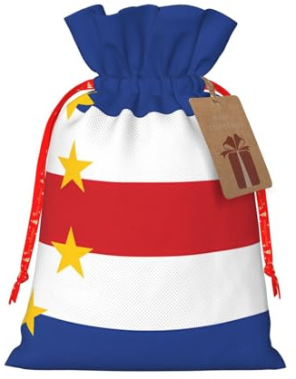 Flag of Cape Verde Print Drawstring Favor Bags, S Holiday Pouches, Treat Sacks, Christmas Treat Bags
