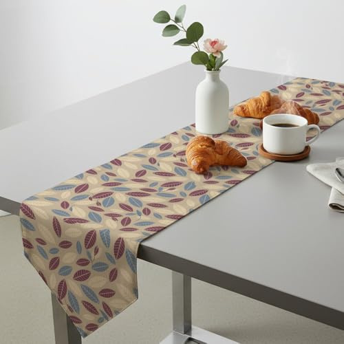Blue Red Beige Leaf Holiday Table Runners Floral Placemats Table Turner for Dining Spring Decorations for Office Wildflower Party Decorations Home Kitchen Dining Holiday Decor 14 × 108 inch