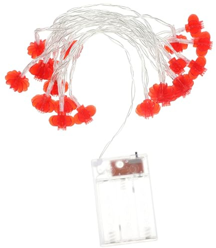 JUMPLAWN Chinese Style Red Lantern LED String Lights, 20 LEDs Battery Operated Waterproof Hanging Lanterns for Chinese New Year Outdoor Decoration