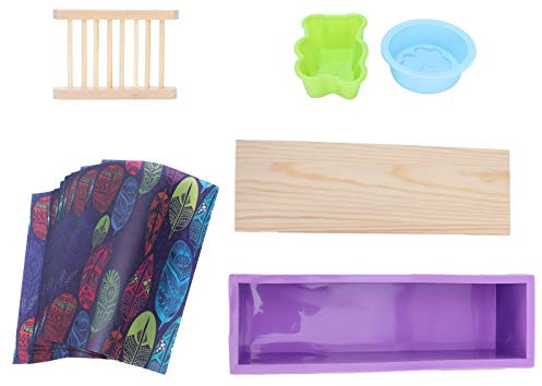 Juego de moldes para jabón, fácil de desmoldar, reutilizable, para cocina, hornear, bricolaje, molde RECTANGULAR de madera de silicona (Púrpura)