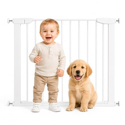Fiducia Türschutzgitter Treppenschutzgitter erweiterbar bis 81 cm Ohne Bohren Hundegitter Türschutz für Ihr Baby & Haustier Türgitter Kindergitter (75-81 cm)