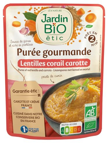 Jardin BIO étic - Purée gourmande Lentilles corail Carotte - bio - 6 sachets