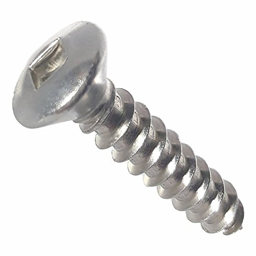 #8 x 1/2 Oval Head Sheet Metal Screws, Square Drive, Stainless Steel 18-8, Full Thread, Bright Finish, Self-Tapping, Type A, Quantity 100 by Fastenere