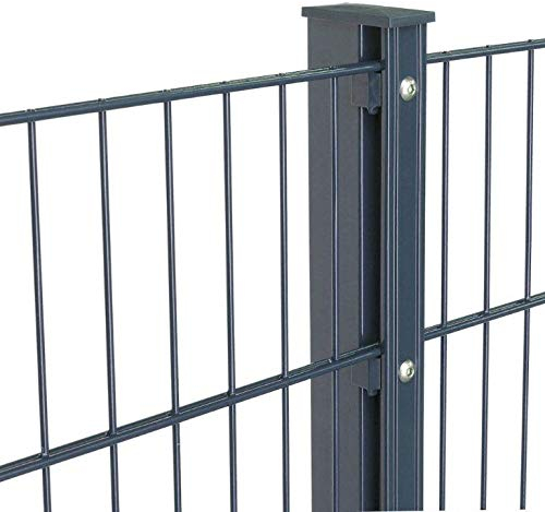Doppelstabmattenzaun Höhe 1,43 m Pfosten mit Abdeckleiste 42,5m bis 60 m Anthrazit + Moosgrün (60m, Anthrazit 7016)