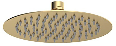 nuie A8082 Arvan | Modern Bathroom Round Fixed Shower Head, 200mm, Brushed Brass