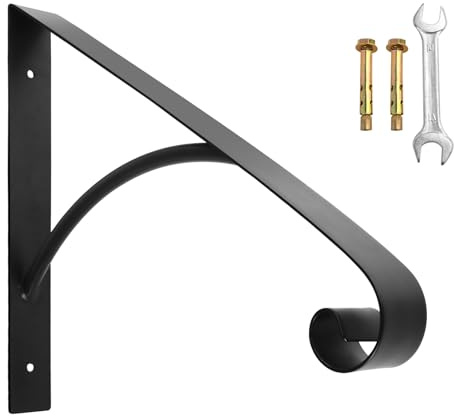 Single Step Handrails Wall Mounted Staircase Handrail for Outdoor Steps, Metal Wrought Iron Stair Hand Railing Fits 1 or 2 Steps for Indoor Door Porch