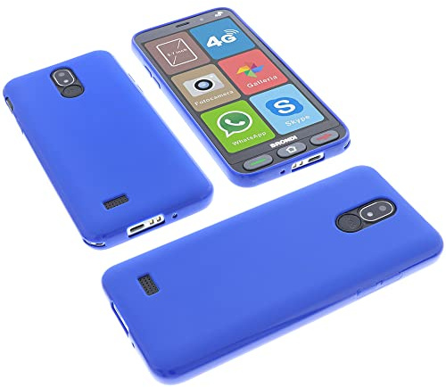 foto-kontor Custodia Compatibile con cellulari Brondi Amico Smartphone S Nero Cover in Gomma TPU di Colore Blu/Azzurro