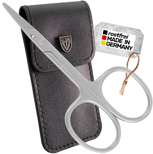 DREI SCHWERTER - Tijeras de cutícula redondeadas | Ideal para diabéticos y niños. Calidad de acero inoxidable de la marca MADE IN ALEMANY | Contenido: funda para uñas de piel sintética negra con