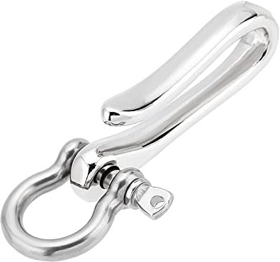 PH PandaHall 1 porte-clés en forme de U en laiton massif avec anneau en D - Fermoir à manille - Boucle de clé argentée - Clip de ceinture pour homme et femme
