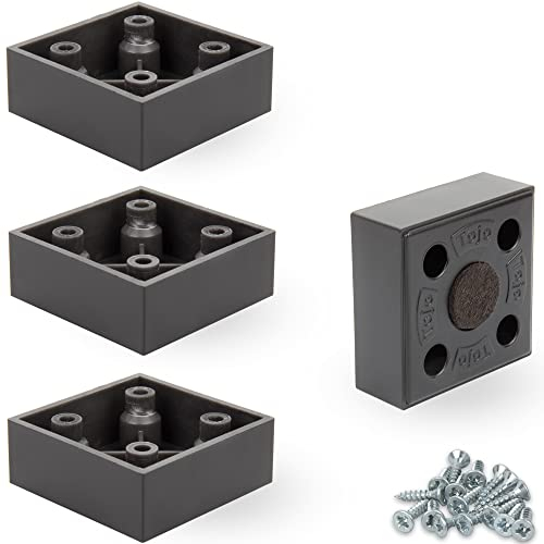 F!XBL Piedini per mobili, altezza 2 cm, con feltrini, modello Cuba, set da 4 pezzi, colore nero