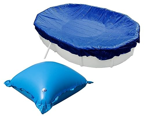 EVOLUTION Abdeckplane mit 11 Luftkissen Set Oval 490x300cm Blau Übermaß Pool Überwinterung