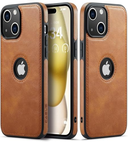 Sibada Leder Hülle für iPhone 15 Plus Handyhüllen Logo Sichtbar Premium Leder Klassisch Luxus Elegant Dünn iPhone 15plus Cover (2023) 6.7 - Braun