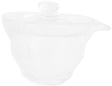 LIFKOME Handmade Glass Tea Cup Set with Ice- Texture, Glass Drinkware for Tearoom, Teacup for Brewing and Serving Loose Leaf Tea