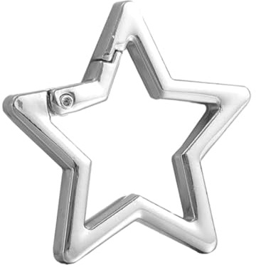 Silver Star Shaped Stainless Steel Keychain Clip Carabiner Snap Hook Holder Star Carabiner Key Holder with Key Chain Rings