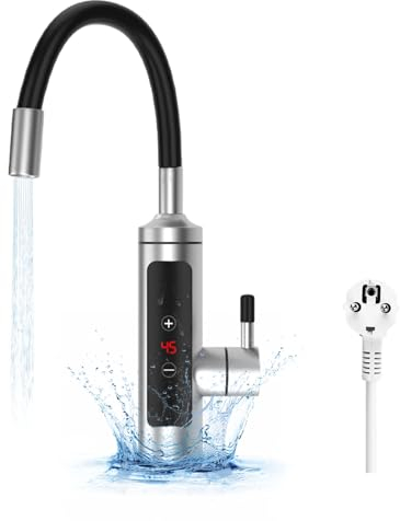 Elektrischer Wasserhahn mit Durchlauferhitzer, 3000W 360° Schwenkbar Küchenarmatur Armatur mit integriertem Durchlauferhitzer Wasserhahn Temperaturanzeige elektrischer Wasserhahn küche