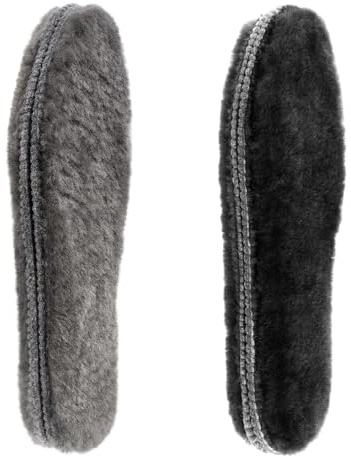 riemot 2 paia di solette in vera pelliccia di agnello, per uomo e donna, invernali, calde solette in pelle di pecora, morbide e morbide, per stivali da neve, colore nero, grigio, taglia 38 EU