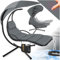 tectake® Hanging Garden Chair with UV-Protected Sun Canopy, Headrest & Steel Frame, Padded Garden Swing with Non-Slip Caps & Pocket - Ergonomic Hammock with Stand for Patio, Garden & Balcony - Grey
