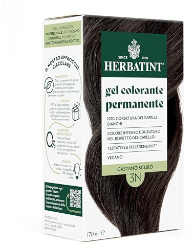 Herbatint Permanente Haarfarbe 3N Dunkelbraun – 170 ml | Ammoniakfrei, 100% Abdeckung für weißes Haar | für empfindliche Haut, mit 8 natürlichen Bio-Extrakten