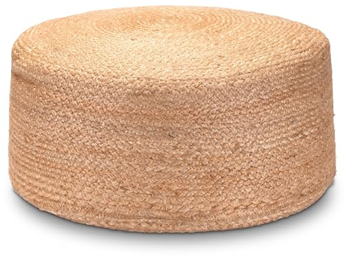 Decorasian Pouf Hocker – Sitzkissen Tatami Kissen geflochten aus Jute – Sitzpouf im Boho Stil - Sitzhocker rund 50cm x 20cm