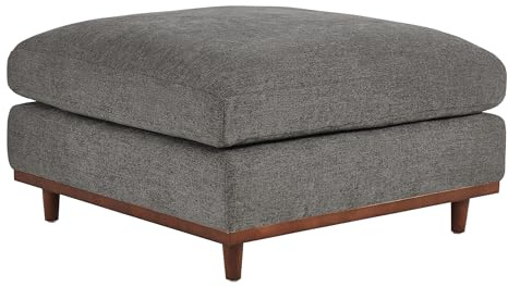 CHITA 35 Inch Down Filled Upholstered Square Modular Ottoman for Sectional Sofa, Ottoman Footrest and Seat Cube for Living Room, Grey