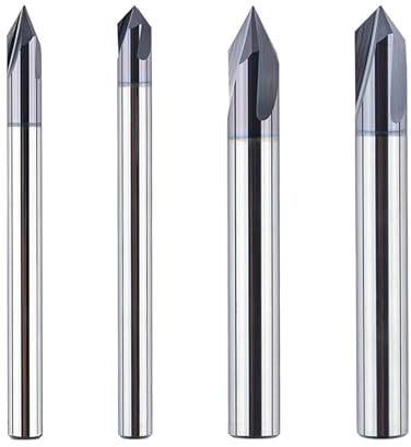 SpeTool Gravierfräser Fasenfräser 4mm und 6mm Schaft 60 Grad und 90 Grad V Nutfräser VHM 3 Flöten Gravierstichel CNC Holzfräser Schaftfräser Fräser für Oberfräse mit TiAlN Beschichtung