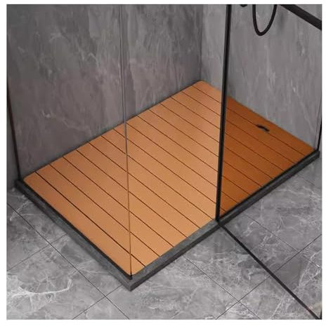 Rutschfeste Badematte aus Holz für Dusche und Badezimmer, Innen- und Außenbereich, Holzmatte für Spa, Sauna und Pool, leicht zu reinigen, rechteckiges Design (64,8 x 95 cm)