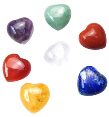 KOMBIUDA 7piezas Cristales De Chakra Forma De Corazón Piedras Terapéuticas Para
