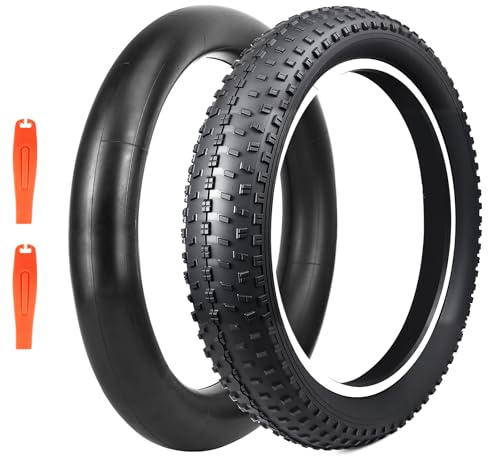 BALINGE Fat Bike Reifen, 20 x 3 Fahrradreifen, E-Bike-Reifen, 20 x 3 Fahrradreifen, 20 x 3, strapazierfähig, verschleißfest, für E-Bike, Mountainbike, Schnee, 1 Reifen, 1 Schlauch, 2 Hebel, Schwarz