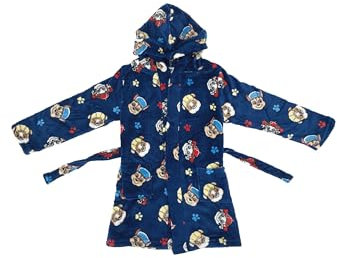 PAW PATROL Bademantel Kinder | kleine Geschenke für Jungen | Morgenmantel | Badeponcho | mit Kapuze und Taschen | kuscheliger Fleece (DE/NL/SE/PL, Numerisch, 98, 104, Regular, Dunkelblau)