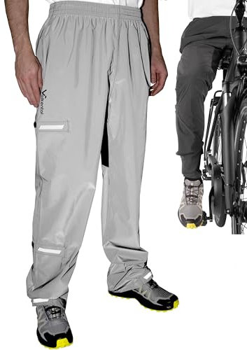 Valkental® Ultimative Regenhose für Radfahrer – Unisex – Leichte Überhose mit innovativem Klettsystem – 10.000mm Wassersäule – Verstellbare Weite & Länge – Reflektierende Fahrradhose Damen & Herren