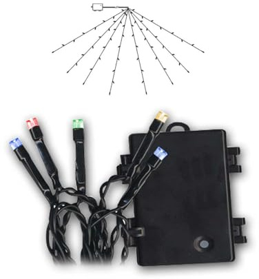 Star Trading LED Lichterkette Sonnenschirm Bunt, 64 LEDs, Batteriebetrieb, Timer, IP44 Outdoor, Gartenparty Deko, Geburtstag & Sommerfest