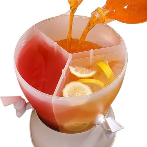 ycezw Distributore di bevande, fontana per bevande da 5,3 l per succhi e rinfreschi, girevole impermeabile a tre scomparti per succo di tè ghiacciato con limone fredda