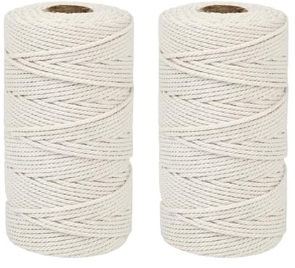 2 cordel de carnicero rojo y beige de 2 mm x 100 m, cuerda de algodón apta para alimentos, para cocinar, hornear y manualidades, ideal para tejer pavo, asar, envolver regalos y artes hechas a mano