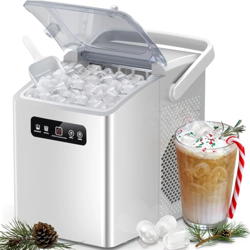 Ice Cube Maker Machine, 2-Size Counter Top Ice Maker Machine, 45Lbs/Day, 24 Nugget/13Mins, Self-Cleaning Clear Ice Makers, Ideal for Home/Kitchen/Party/Camping