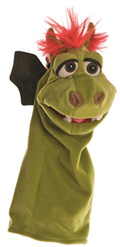 spielgezeug Living Puppets Gregor der Drache, Handpuppe, Drache, Fantasie-Figur, Quasselwürmer, Grün, Fertig montiert, 35 cm, Ab 3 Jahren