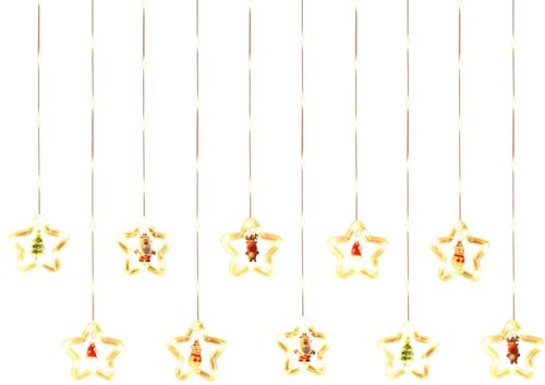 Weihnachts-Fensterlichter, ABS, 300 x 50 cm, 300 x 60 cm, Vorhang, zum Einstecken von Wiindow Lightss, festliche LED-Hängeleuchten für Weihnachtsbaum, Stern, Wunschring