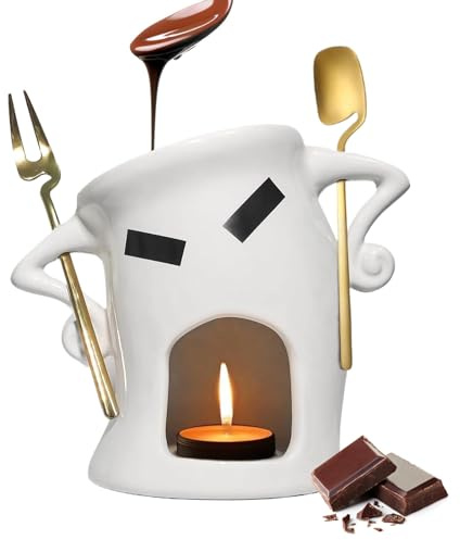 Generico Tazze per fonduta di Cioccolato con forchetta e Cucchiaio, Set per fonduta in Ceramica, Tazze per sciogliere Cioccolato o Formaggio per Feste di Compleanno e Matrimonio