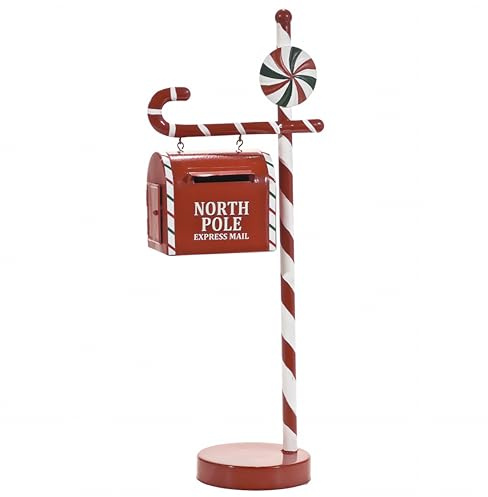 EMPOTEC Cassetta Postale Natalizia Buca delle Lettera a Babbo Natale Decorazione Adobbo Festività in Metallo Mailbox North Pole 50x20x13cm