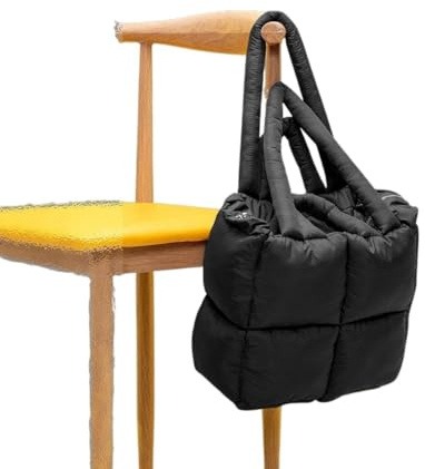 Plyschväska i nylon för kvinnor, solida axelväskor med dragkedja, hand för, svart, Taille unique