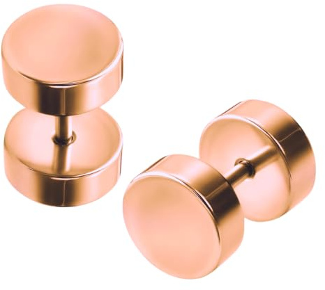 Juvel tunna falska pluggörhängen 2 st par – 16 g (1,2 mm) allergivänliga kirurgiska stål fuskstift – 4 mm – 10 mm illusion skiva öronproppar i svart, silver och guld, 4mm, 316L kirurgiskt stål, Ingen
