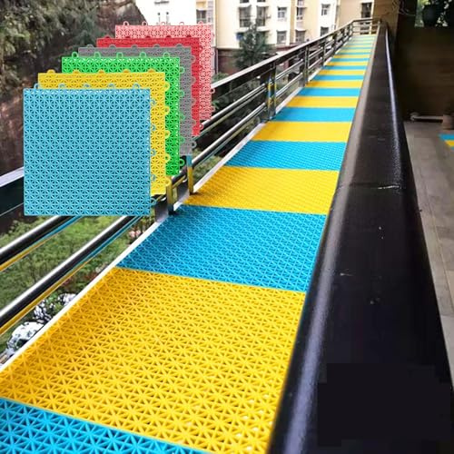 Almohadillas De Ventana De PP A Prueba De Fugas, Azulejos De Drenaje Entrelazados, Tapetes De Drenaje De Plástico De Alta Resistencia Antideslizantes para Patio, Balcón(Grey,8 PCS)