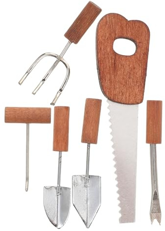 KICHOUSE 12 Scale Mini Gardening Landscape Accessories with Shovel, Rake, and Sickle for Dollhouse Garden Scene
