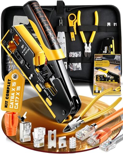 moveland Netzwerk Werkzeug Set, RJ45 Crimpzange Pass-Through, 30 Stecker