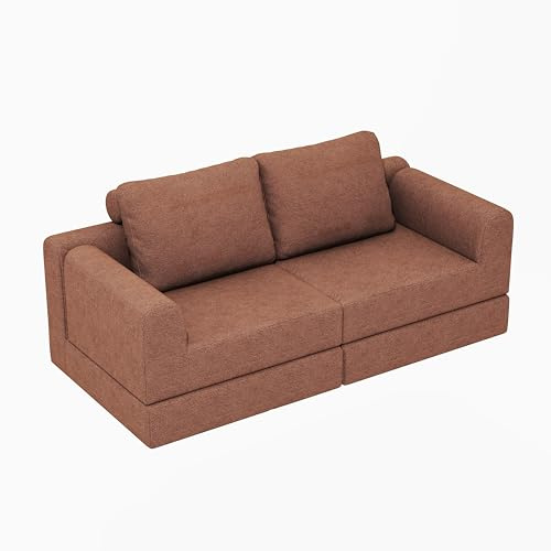 DRIXNO Bodensofa mit Schlaffunktion, Faltbare Gästematratze, Schlafsofa mit Speicherschaum und Rückenstützung, Multifunktionsschlafstuhl, für Wohnzimmer, Schlafzimmer oder kleine Räume, Braun