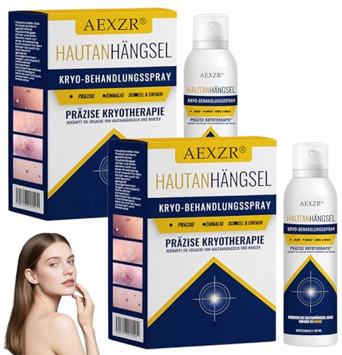 AEXZR Hautanhangsel-Kryo-Behandlungsspray, 2026 stielwarzen entferner, AEXZR warzenentferner spray, Natürliche Inhaltsstoffe, geeignet für alle Hauttypen (2 Stück)